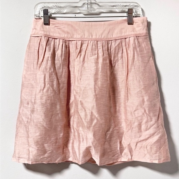 NWT LOFT Peach Linen Blend Mini Skirt Pockets Women’s Size 4 Spring Romantic - Picture 1 of 9
